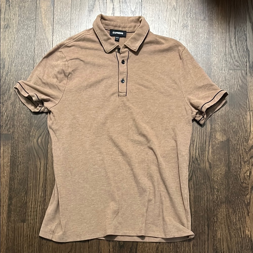 Express Men's Tan Polo Shirt